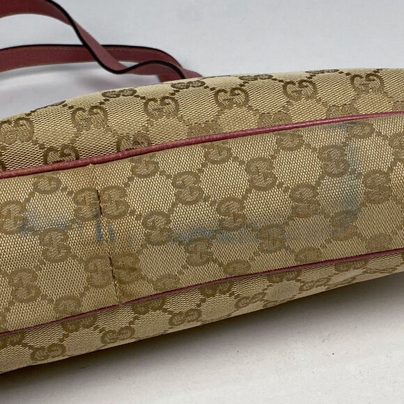 Gucci GG pattern tote bag, shoulder handbag, canvas, pink and beige, 163288, ... - Picture 3 of 8